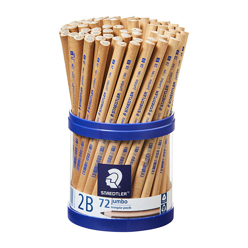 Staedtler Natural Jumbo Triangular 2B Pencil - Cup of 72  - 119N2BKP72