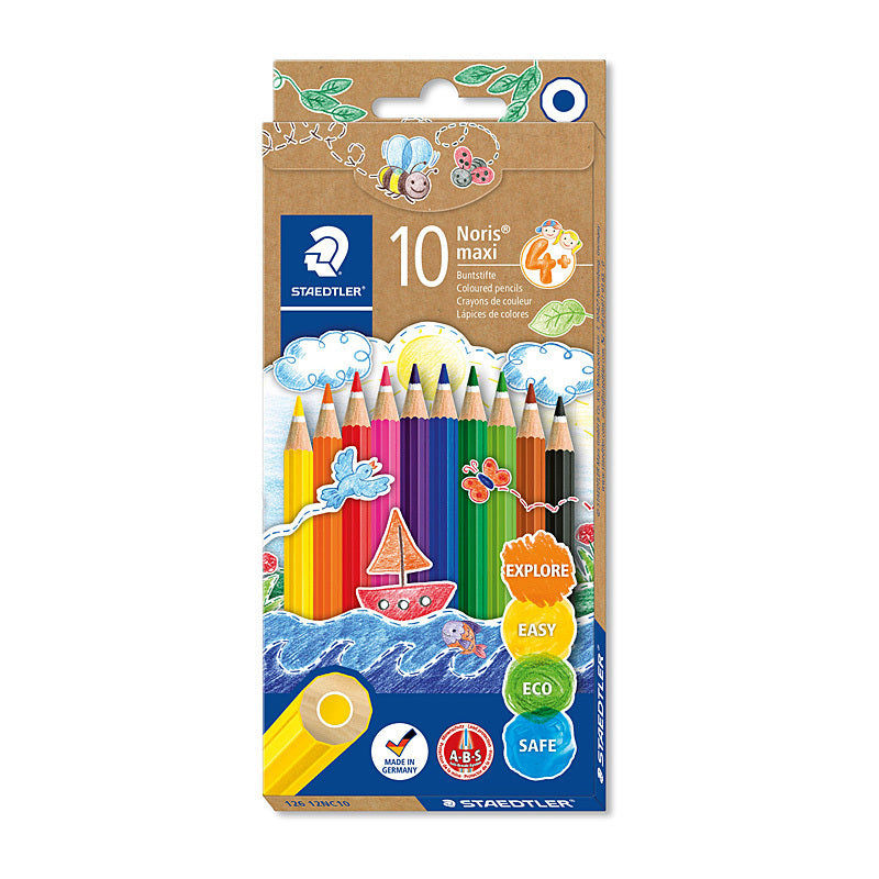 Staedtler Noris Club MAXI Learner Colour Pencils - Box of 10 - Assorted Colours  - 126 12NC10