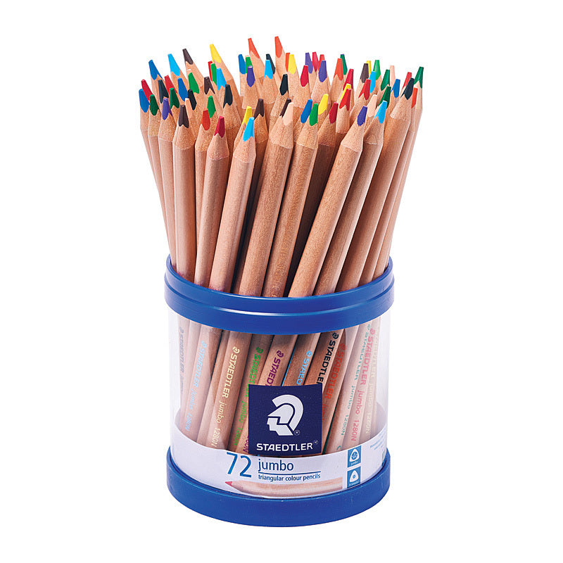 Staedtler Natural Jumbo Triangular Colour Pencils - Cup of 72 - Assorted Colours  - 1280N KP72