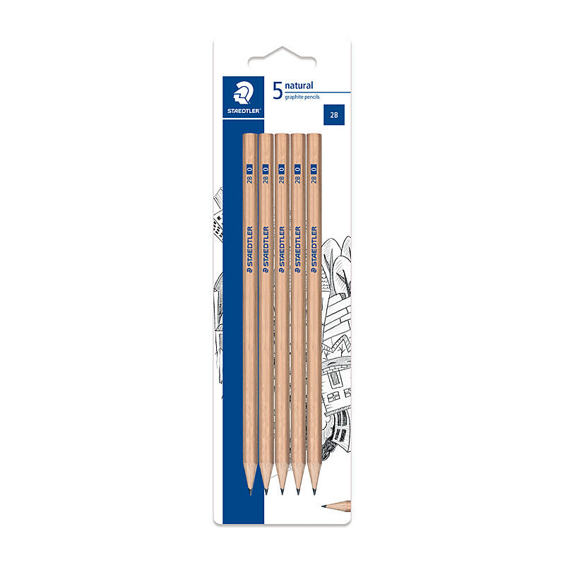 Staedtler Natural 2B Pencil - 5 Pack - Box of 12  - 13060N0BK5