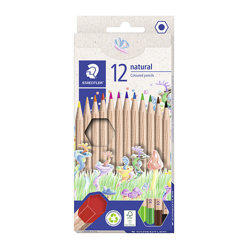 Staedtler Natural Coloured Pencil - Box of 12 - Assorted Colours  - 143N C12