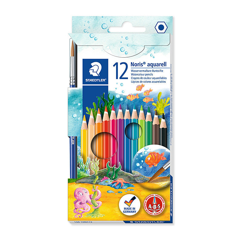 Staedtler Noris Club Aquarell Watercolour Pencils - Box of 12 - Assorted Colours  - 144 10NC12