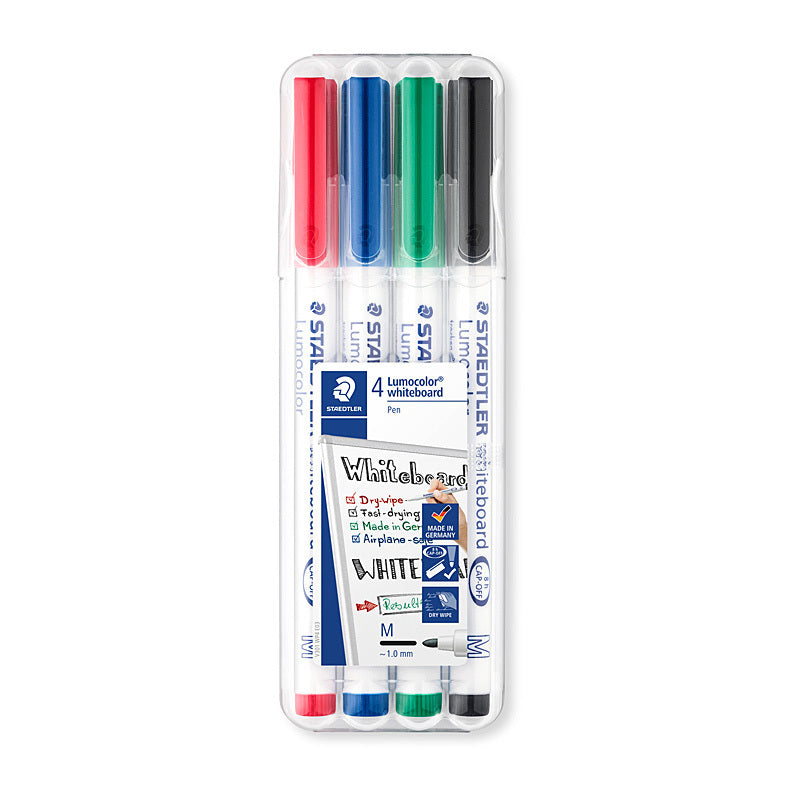 Staedtler LumoColour Whiteboard Markers - Box of 4 - Assorted Colours  - 301 WP4