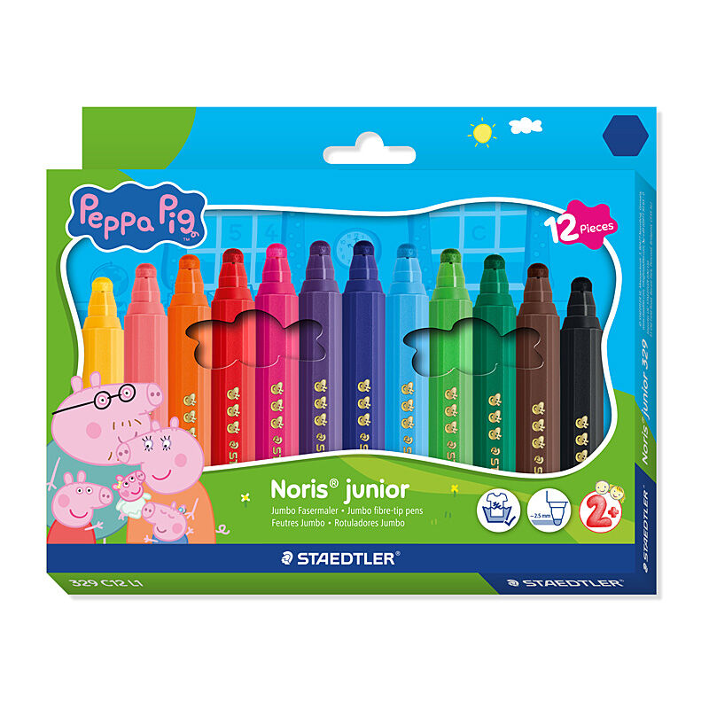 ST Peppa Pig FibrePenPk12 Box of 10  - 329 C12 L1