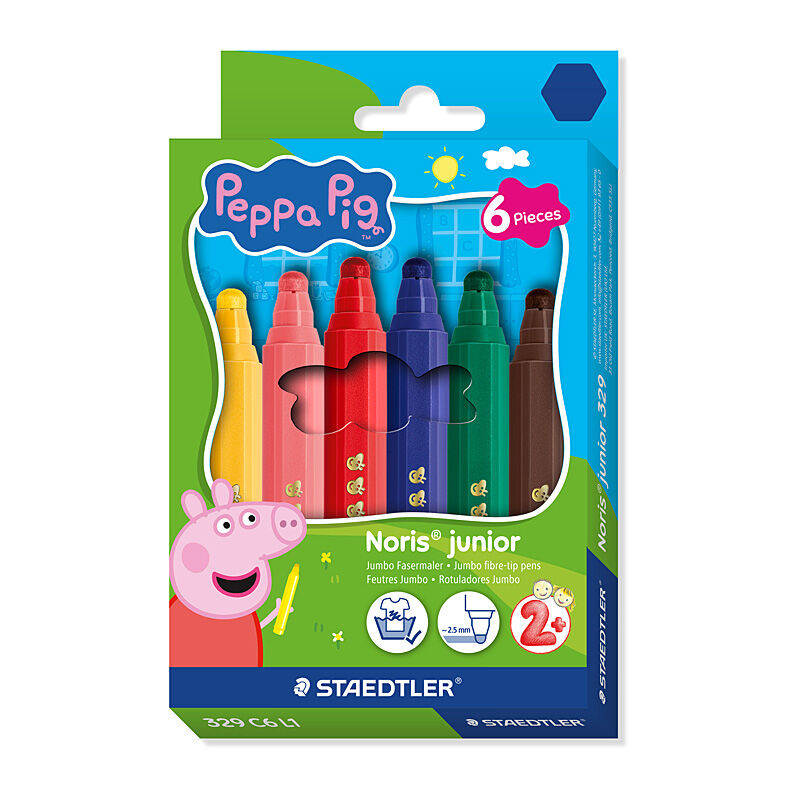 ST Peppa Pig FibrePen Pk6 Box of 10  - 329 C6 L1