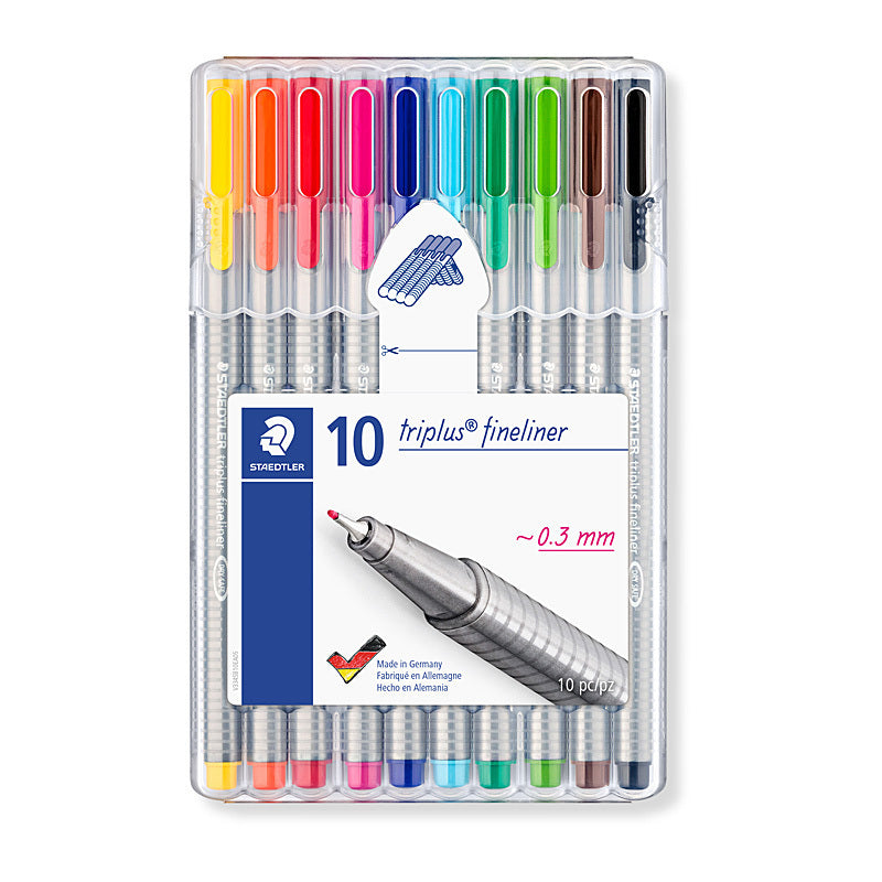 Staedtler Triplus 0.3mm Fineliner - 10 Pack - Assorted Colours  - 334 SB10