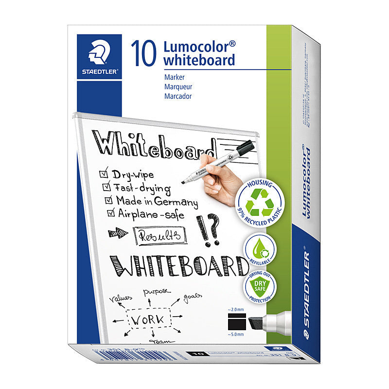 Staedtler Whiteboard Mrk 351Chis Black Box of 10  - 351 B-9