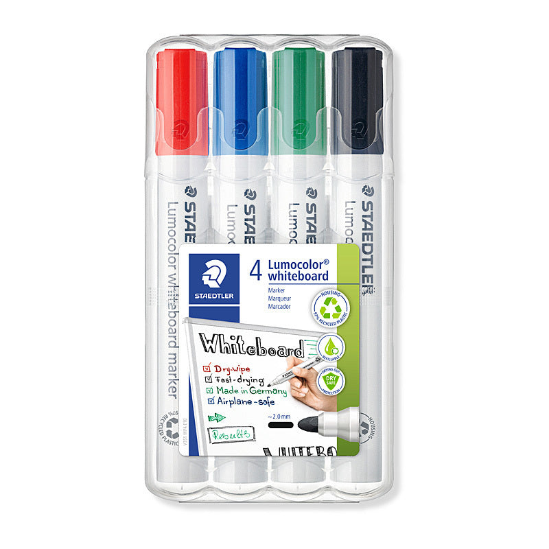 Staedtler Lumocolor Non-Permanent Whiteboard Markers - 4 Pack - Assorted Colours  - 351 WP4