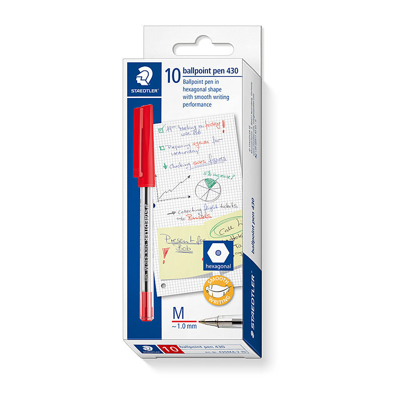 Staedtler Ballpoint430 Md Red Box of 10  - 430MA-2