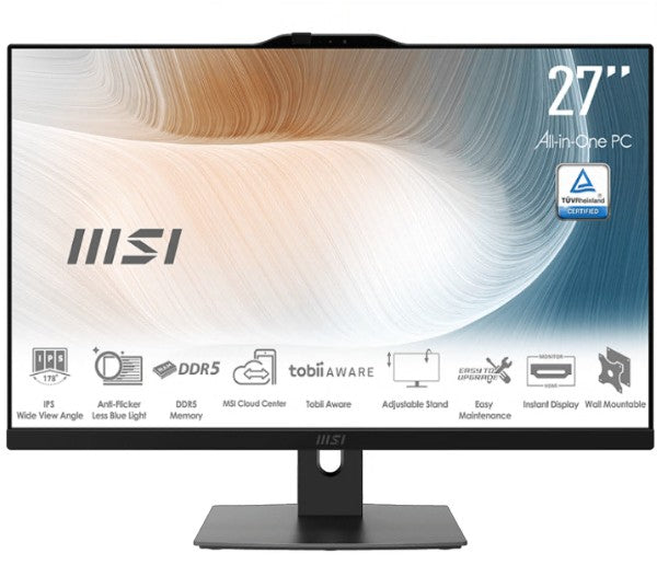 MSI Modern AM272P 1M-1219AU AIO Black, 27' Non-Touch, Core 7 150U/D5 2x8G/1TB SSD/WiFi6/Webcam/Height Adjustable/Wired KBM/Win11Pro/3Y Onsite Modern AM272P 1M-1219AU