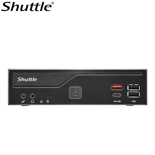 Shuttle DH810 Slim Mini PC 1.3L chassis - Intel Core Ultra 200 serie, 2 x DDR5 SODIMM slots, 48GB, 2xLAN (1G & 2.5G), 2xRS232, HDMI, 2xDP, 120W, Vesa DH810