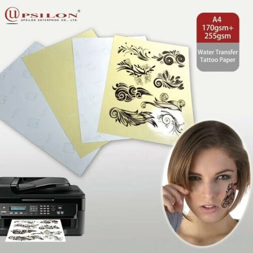 A4 Laser Water Transfer Tattoo Paper 170+255gsm with 4 Transfer Film - 4 sets GP7272H-A4-4-YPYB