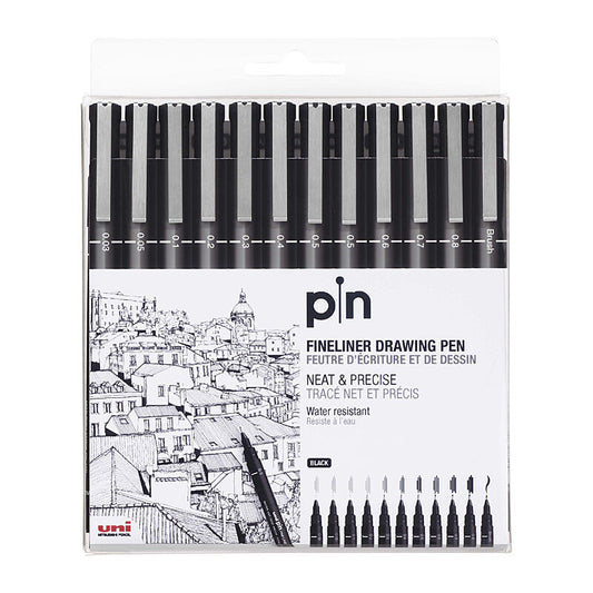 uni Pin Fine Liner Asst Pk12  - PIN20012P