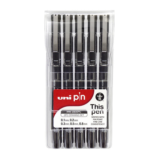 uni Pin Fine Liner Asst Pk5  - PIN2005PC