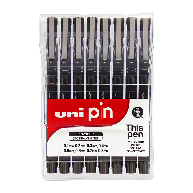 uni Pin Fine Liner Asst Pk8  - PIN2008P