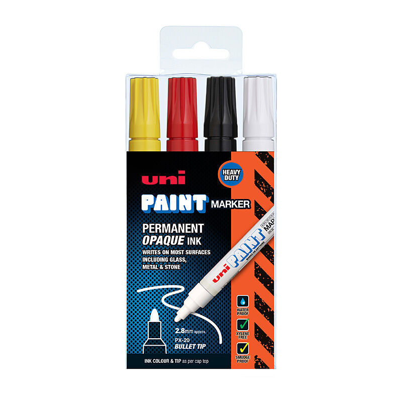 uni Paint Mrk PX20 Ast Ind Pk4  - PX204PCLINDU