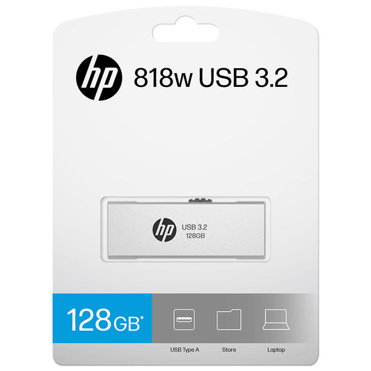 HP x818w 128GB USB 3.2 Flash Drive Silver Metal, PCBA 3.2 HPFD818W-128