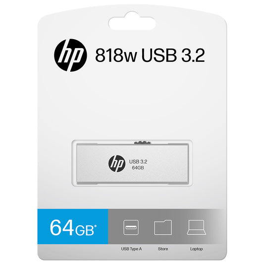 HP x818w 64GB USB 3.2 Flash Drive Silver Metal, PCBA 3.2 HPFD818W-64