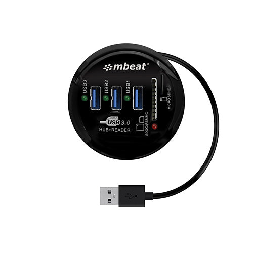 mbeat Portable USB 3.0 Hub and Card Reader - USB 3.0/2.0, SDXC/SDHC/ MMC/MMC4.0/ RS-MMC/RS-MMC/Micro-SDXC/Micro-SDHC/ MicroSD, up to 2TB HCR518