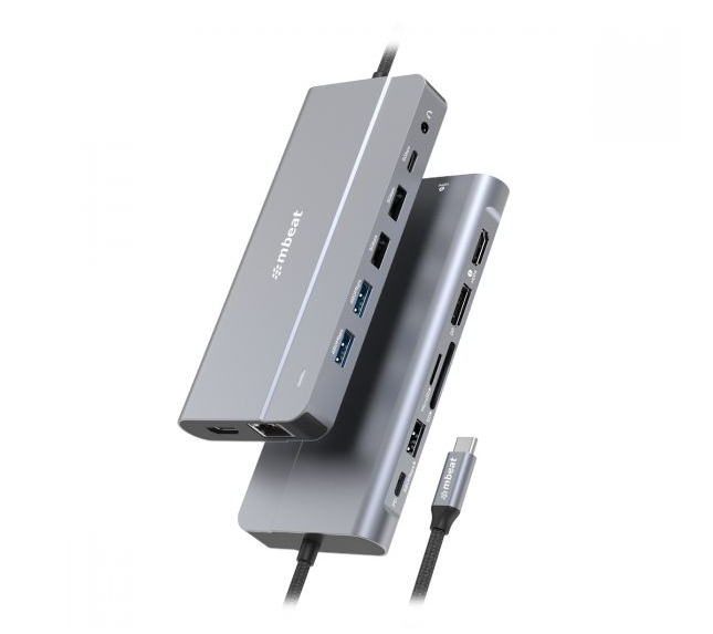 mbeat Elite X14 Triple 4K Display Multi-Port USB-C Hub USB-C 3.2 Gen 2 x 1, Supports USB-C DisplayPort 1.4 (DP-Alt Mode) HDMI 2.0 Version x 2, Max. MB-UCD-X14