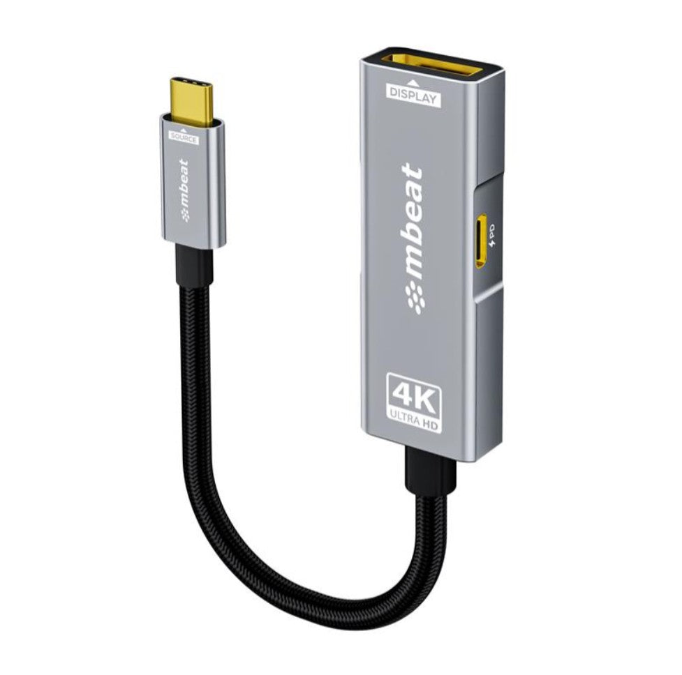 mbeat Tough Link USB-C to DP Adapter with 100W PD - Space Grey 4K (3840 x 2160) @60Hz, 2K (2560 x 1440) @144Hz, 1080p (1920 x 1080) @240Hz MB-XAD-PCDP