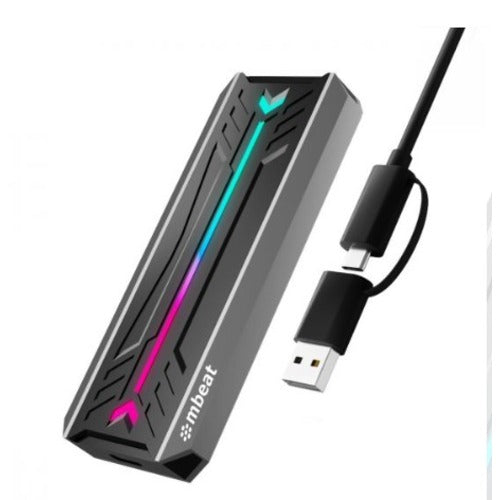 mbeat USB-C/A 10Gbps RGB M.2 NVMe & SATA SSD Enclosure MB-XCS-CM05RGB