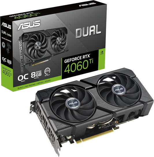 ASUS nVidia GeForce DUAL-RTX4060TI-8G-EVO RTX 4060 Ti EVO OC Edition 8GB GDDR6 is designed for broad compatibility with Axial-tech fan design DUAL-RTX4060TI-8G-EVO