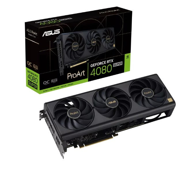 ASUS nVidia GeForce PROART-RTX4080S-O16G RTX4080 SUPER OC Edition 16GB GDDR6X 2610MHz Boost Clock, RAM 23Gbps, 3xDP, 1xHDMI, nVidia Studio PROART-RTX4080S-O16G