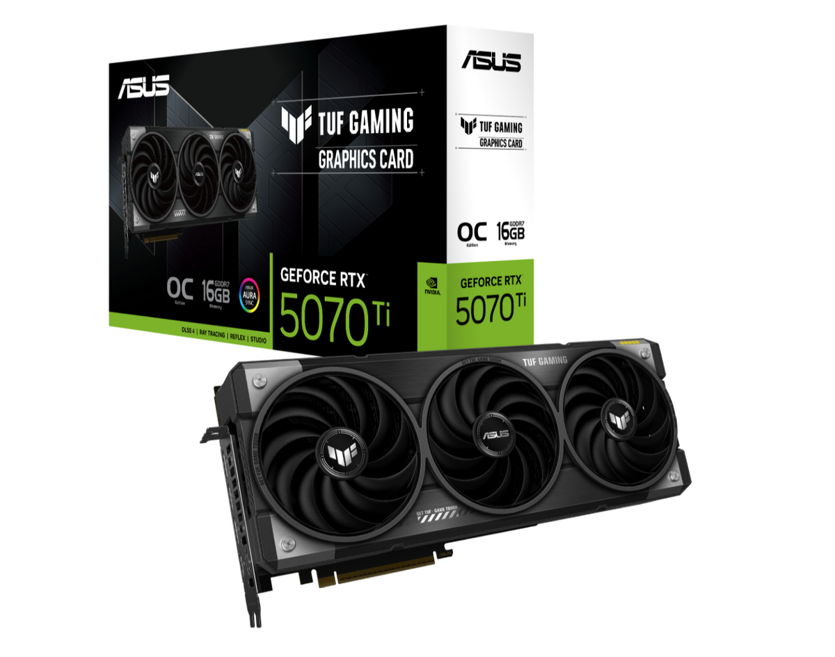 ASUS nVidia GeForce TUF-RTX5070TI-O16G-GAMING RTX5070TI 16GB GDDR7 2588MHz Boost Clock 28 Gbps 256-bit HDMI*2, DP*3, 16G, D7 1484 TOPs TUF-RTX5070TI-O16G-GAMING
