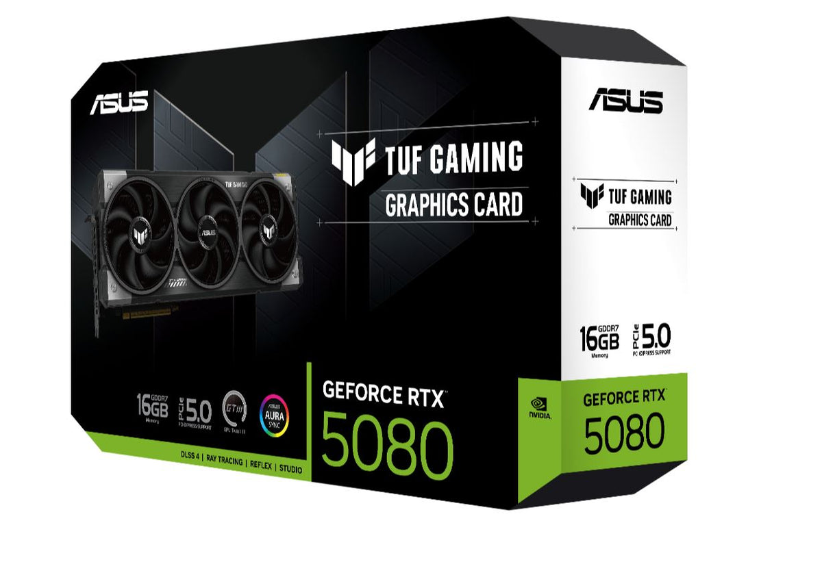 ASUS nVidia GeForce TUF-RTX5080-16G-GAMING RTX5080 16GB GDDR7 2617MHz Boost Clock, RAM 30Gbps, 1801 AI TOPs, Digital Max Resolution 7680 x 4320 TUF-RTX5080-16G-GAMING