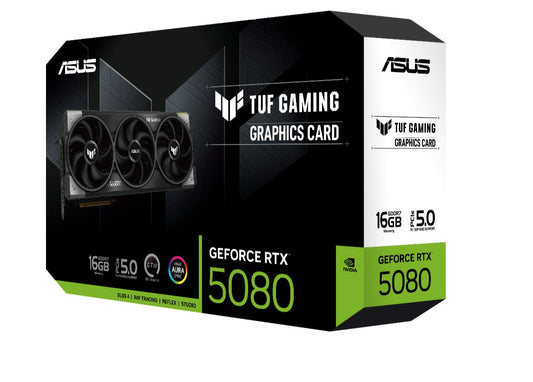 ASUS nVidia GeForce TUF-RTX5080-16G-GAMING RTX5080 16GB GDDR7 2617MHz Boost Clock, RAM 30Gbps, 1801 AI TOPs, Digital Max Resolution 7680 x 4320 TUF-RTX5080-16G-GAMING