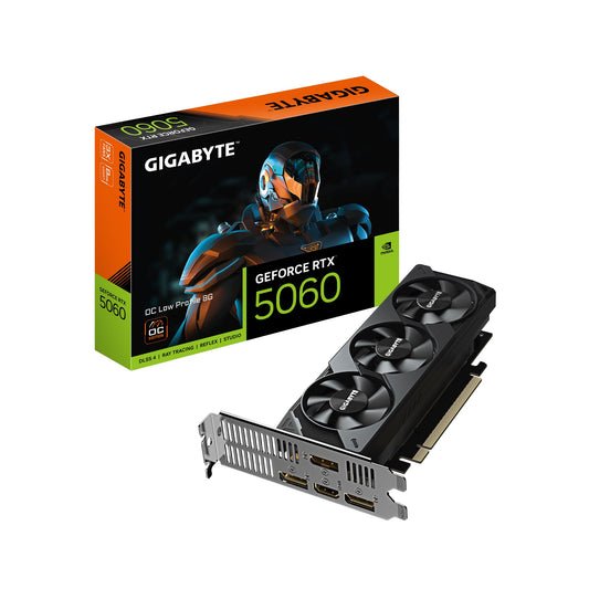 Gigabyte GeForce RTX 5060 OC Low Profile 8G, 2512 MHz, CUDA 3840, 28 Gbps, GDDR7, 128 bit, PCI-E 5.0, PSU 450W, DisplayPort 1.4a *1 HDMI 2.1b x1 GV-N5060OC-8GL