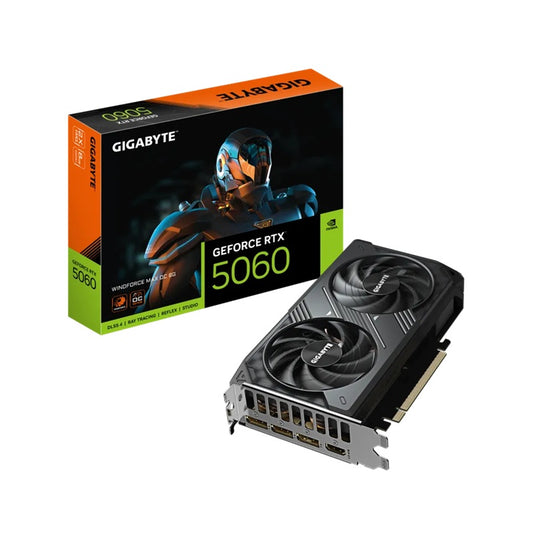 Gigabyte GeForce RTX 5060 WINDFORCE 2 MAX OC 8G, 2512MHz, CUDA 3840, 28Gbps, GDDR7, 128 bit, PCI-E 5.0, PSU 550W, DisplayPort 2.1b *3 HDMI 2.1b *1 GV-N5060WF2MAX OC-8GD
