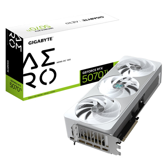 Gigabyte GeForce RTX 5070 Ti AERO OC 16G, 2588 MHz, CUDA 8960, 28 Gbps, GDDR7, 256 bit, PCI-E 5.0, PSU 750W, DisplayPort 2.1b x3 HDMI 2.1b x1 GV-N507TAERO OC-16GD