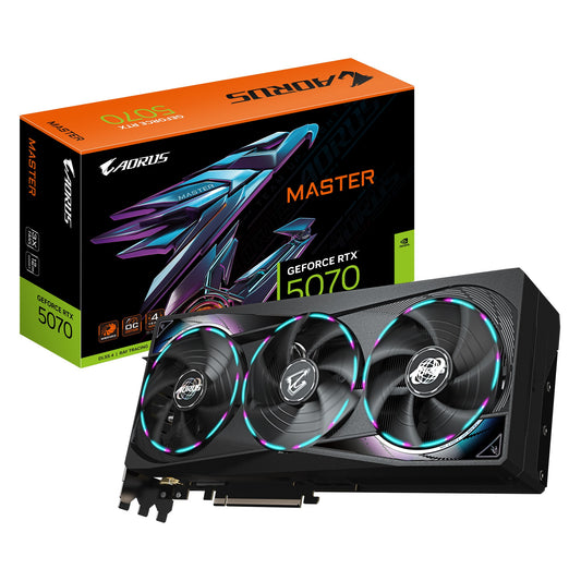 Gigabyte AORUS GeForce RTX 5070 MASTER 12G, 2715 MHz, CUDA 6144, 28 Gbps, GDDR7, 192 bit, PCI-E 5.0, ATX, PSU 750W, DisplayPort 2.1b *3 HDMI 2.1b *1 GV-N5070AORUS M-12GD