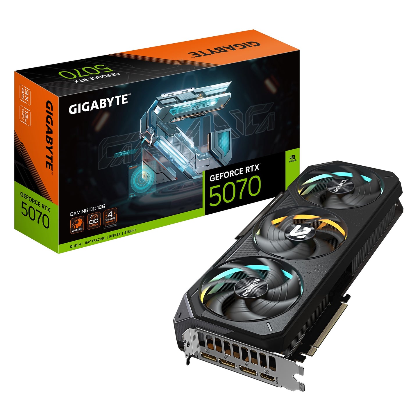 Gigabyte GeForce RTX 5070 GAMING OC 12G, 2625 MHz, CUDA 6144, 28 Gbps, GDDR7, 192 bit, PCI-E 5.0, ATX, PSU 750W, DisplayPort 2.1b *3 HDMI 2.1b *1 GV-N5070GAMING OC-12GD