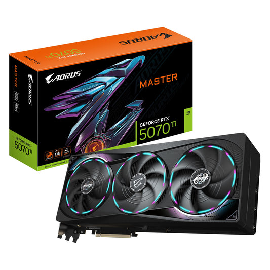 Gigabyte AORUS GeForce RTX 5070 Ti MASTER 16G, 2670 MHz, CUDA 8960, 28 Gbps, GDDR7, 256 bi, t PCI-E 5.0, PSU 750W, DisplayPort 2.1b x3 HDMI 2.1b x1 GV-N507TAORUS M-16GD