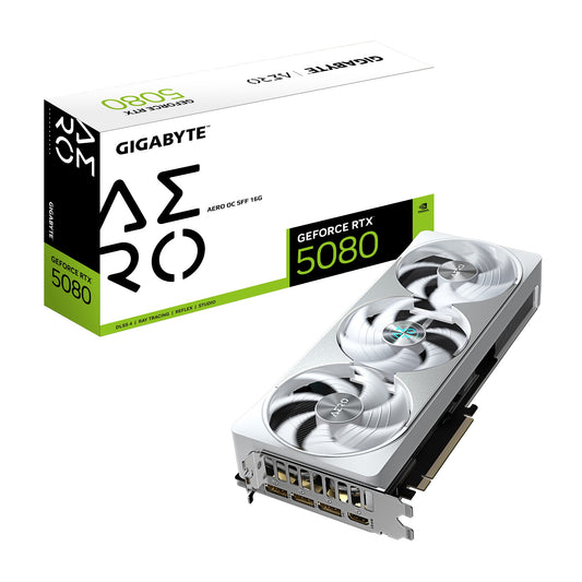 Gigabyte GeForce RTX 5080 AERO OC SFF 16G, 2730 MHz, CUDA 10752, 30 Gbps, GDDR7, 256 bit, PCI-E 5.0, PSU 850W, DisplayPort 2.1b x3 HDMI 2.1b x1 GV-N5080AERO OC-16GD