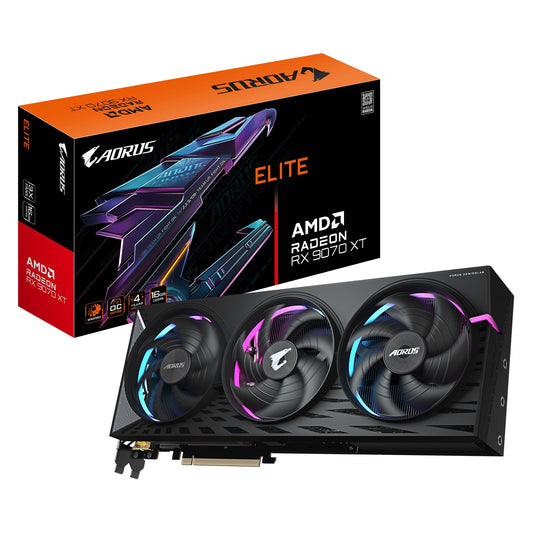 Gigabyte AORUS Radeon RX 9070 XT ELITE 16G, 20 Gbps, GDDR6, 256 bit, PCI-E 5.0, DirectX 12 API, PSU 850W, 8 pin*3, DisplayPort 2.1a *2 HDMI 2.1b *2 GV-R9070XTAORUS E-16GD