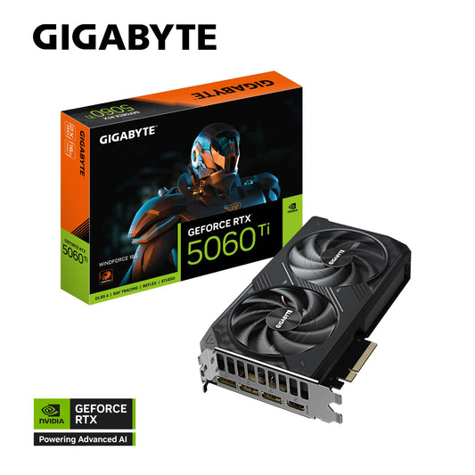 Gigabyte GeForce RTX 5060 Ti WINDFORCE 16G, 2572 MHz, CUDA TBD, 28 Gbps, GDDR7, 128 bit, PCI-E 5.0, PSU 650W, DisplayPort 2.1b *3 HDMI 2.1b *1 GV-N506TWF2-16GD