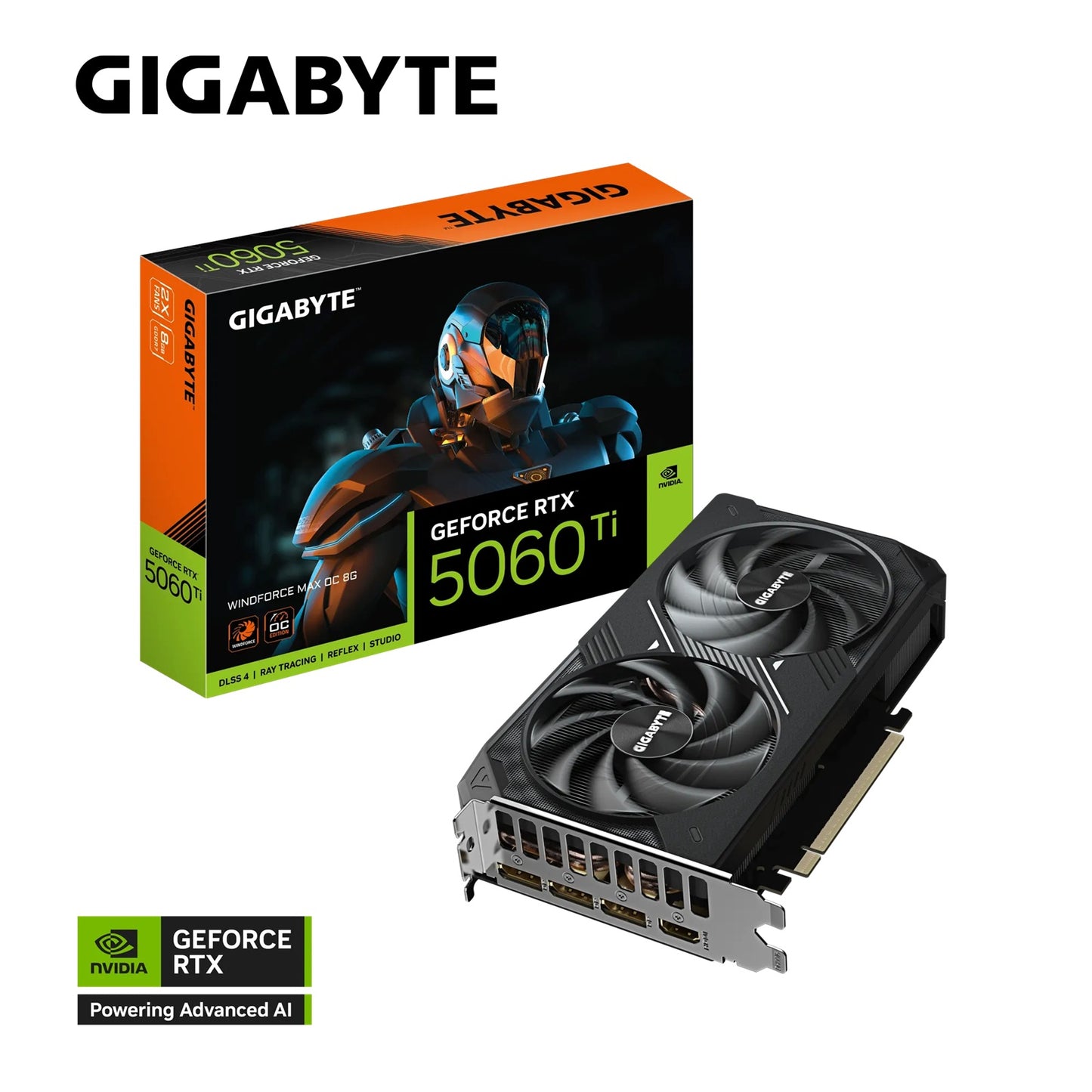 Gigabyte GeForce RTX 5060 Ti WINDFORCE MAX OC 8G, 2587 MHz, CUDA 4608, 28 Gbps, GDDR7, 128 bit, PCI-E 5.0, PSU 650W, DisplayPort 2.1b *3 HDMI 2.1b *1 GV-N506TWF2MAX OC-8GD