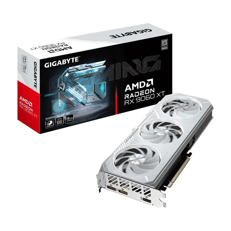 Gigabyte Radeon RX 9060 XT GAMING OC ICE 16G, GDDR6, 3320MHz boost, 2780MHz, 2048 cores, PCIe 5.0, 281mm, 450W, 2x DP 2.1a, HDMI 2.1b GV-R906XGAMINGOCICE-16GD