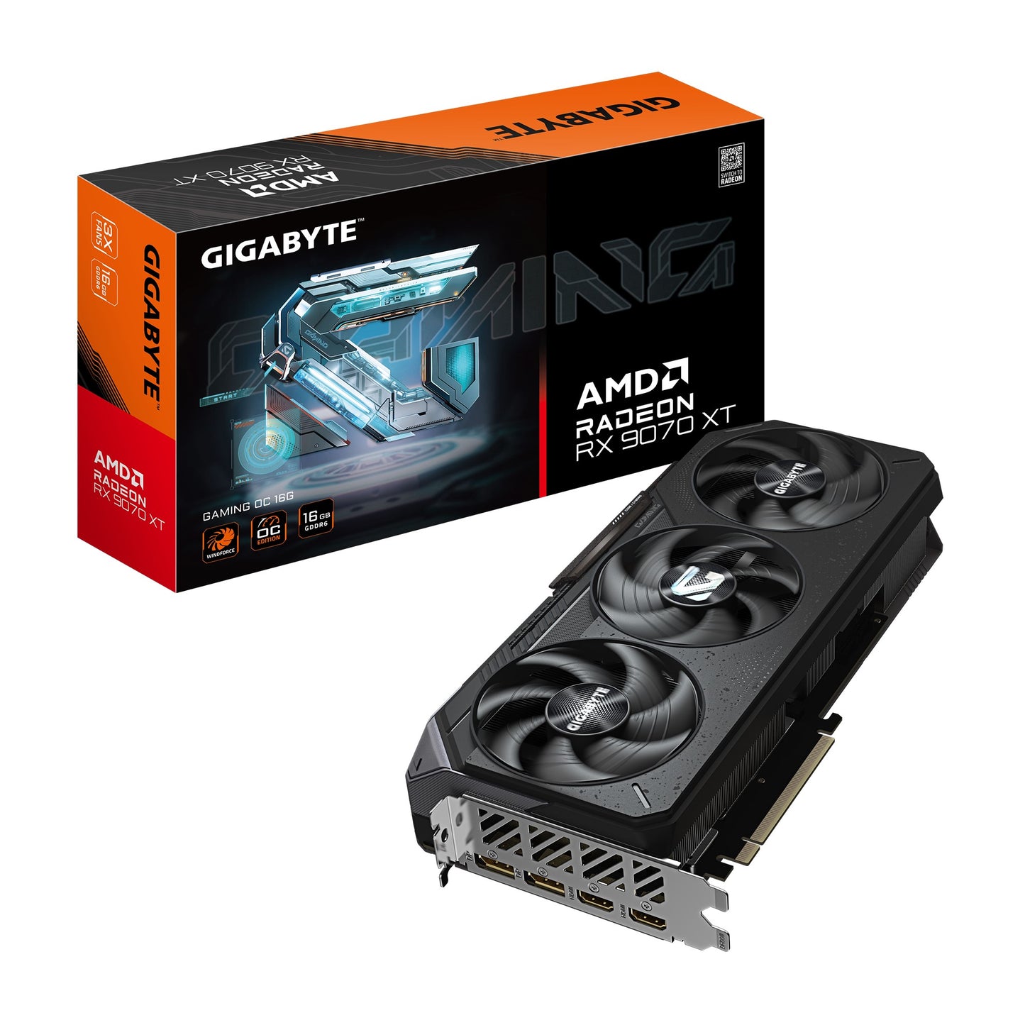Gigabyte Radeon RX 9070 XT GAMING OC 16G, 20 Gbps, GDDR6, 256 bit, PCI-E 5.0, PSU 850W, 8 pin*3, DisplayPort 2.1a *2 HDMI 2.1b *2 GV-R9070XTGAMING OC-16GD