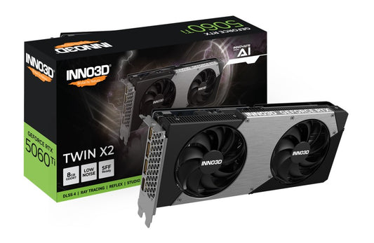 INNO3D nVidia GeForce RTX 5060 Ti TWIN X2 8GB GDDR7, 2572MHz Boost Clock, RAM 28Gbps, 3xDP, 1xHDMI N506T2-08D7-193075N