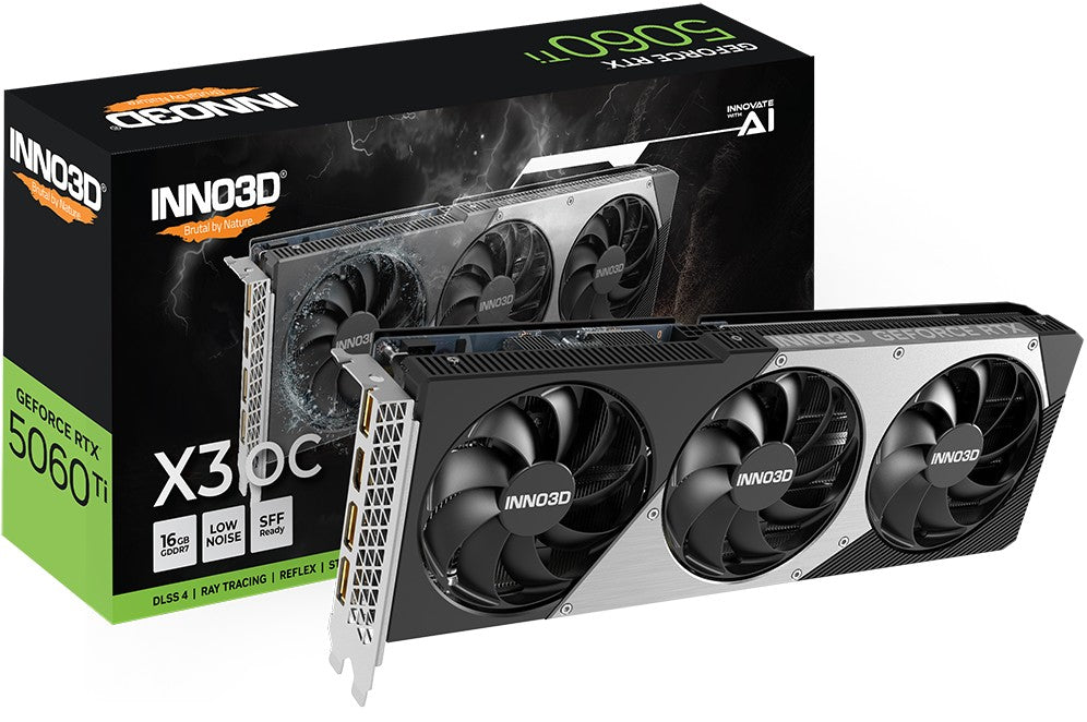INNO3D nVidia GeForce RTX 5060 Ti TWIN X3 OC 16GB GDDR7, 2602MHz Boost Clock, RAM 28Gbps, 3xDP, 1xHDMI N506T3-16D7X-191073L