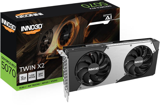 INNO3D nVidia GeForce RTX 5070 TWIN X2 12GB GDDR7 2512 MHz Boost Clock, RAM 28 Gbps, 3x DP, 1xHDMI 250x116x41mm N50702-12D7-195064N