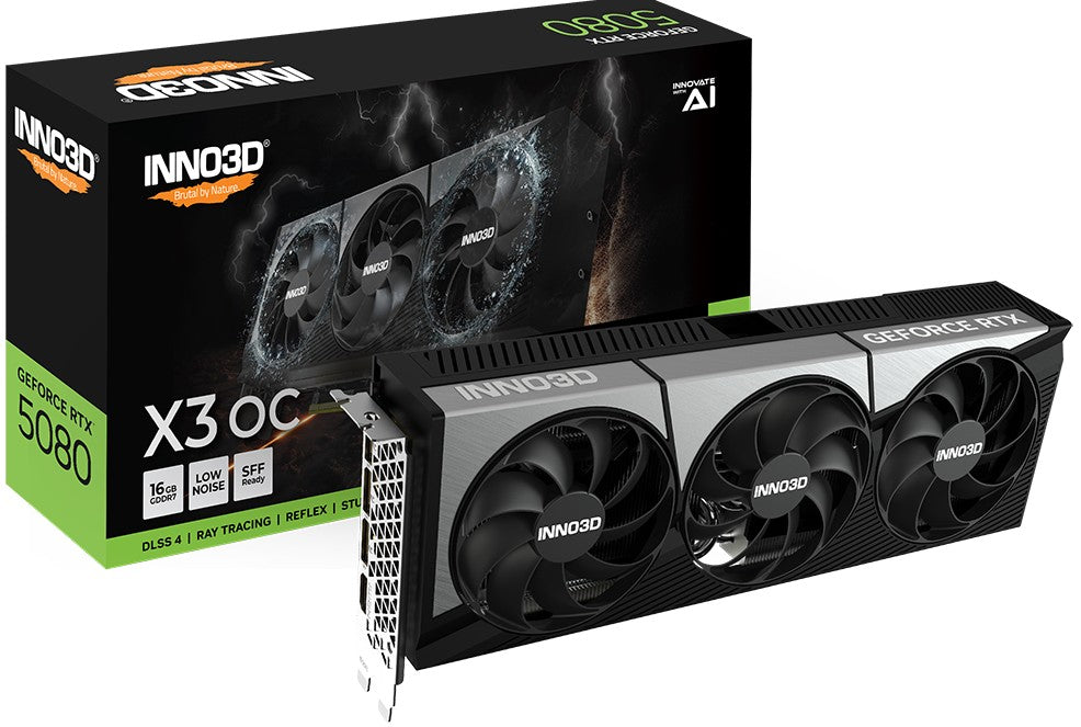 INNO3D nVidia GeForce RTX 5080 X3 OC 16GB GDDR7 2640MHz Boost Clock, RAM 30 Gbps, 3xDP, 1xHDMI 300x120x50mm N50803-16D7X-17603930
