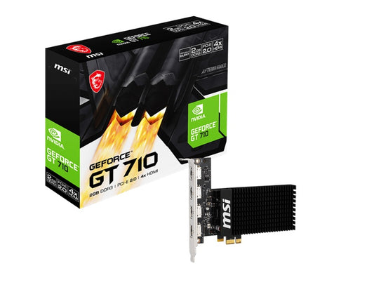 MSI nVidia Geforce GT 710 2GD3H 4HDMI VGA CARD 2GB DDR3 1600 MHz 4xHDMI PCIE2.0x1 954 MHz Core Clock GT 710 2GD3H 4HDMI
