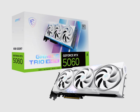 MSI nVidia GeForce RTX 5060 8G GAMING TRIO OC WHITE, PCI Express Gen 5 x16, Boost: 2625 MHz, CUDA 3840 Units, 8GB GDDR7, HDMI x 1 GeForce RTX 5060 8G GAMING TRIO OC WHITE
