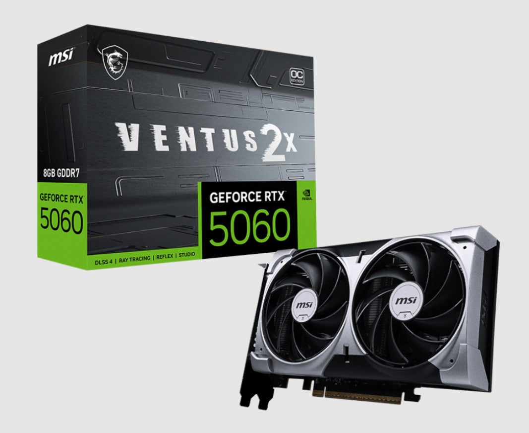 MSI nVidia GeForce RTX 5060 8G VENTUS 2X OC, PCI Express Gen 5 x16, Boost: 2527 MHz, CUDA 3840 Units, 8GB GDDR7, . HDMI x 1 GeForce RTX 5060 8G VENTUS 2X OC